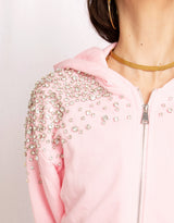 Rhinestone zip hoodie