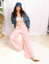 Wide leg rhinestone sweatpants