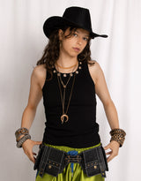 Eyelet ribbed tank top