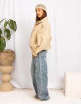Cropped oversized bomber jacket