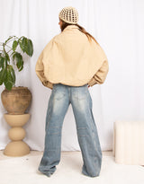 Cropped oversized bomber jacket