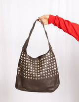 Handcrafted soft sheep leather studded shoulder bag