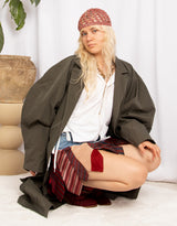 Oversized balloon sleeve trenchcoat