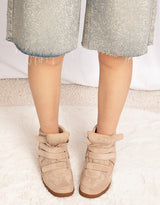 Vegan suede hidden heel wedge sneakers