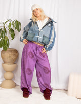 Handmade om print wide leg trousers