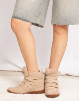 Vegan suede hidden heel wedge sneakers