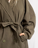 Oversized balloon sleeve trenchcoat