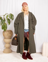 Oversized balloon sleeve trenchcoat