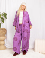 Handmade om print short kimono