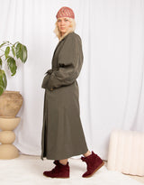 Oversized balloon sleeve trenchcoat