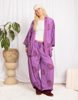 Handmade om print wide leg trousers