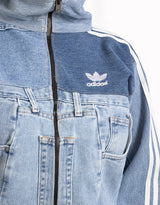 Vintage customized upcycled Adidas denim pockets track jacket