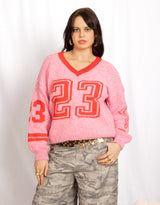 Varsity number alpaca wool mix knit sweater