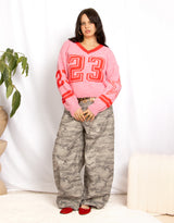 Varsity number alpaca wool mix knit sweater