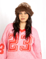 Leopard faux fur bucket hat