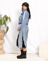 Vintage customized upcycled Adidas denim pockets track jacket