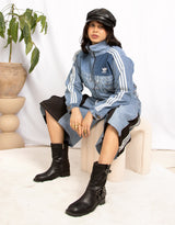 Vintage customized upcycled Adidas denim pockets track jacket