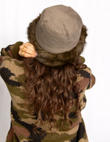 Faux fur trim bucket hat II