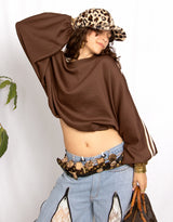 Leopard print faux fur cap