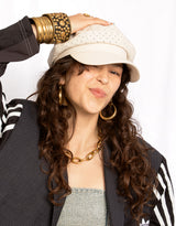 Vegan leather small stars cap