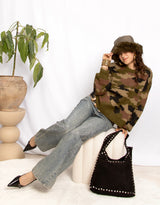 Camouflage wool mix knit sweater