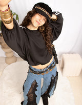 Velvet chain baker boy cap