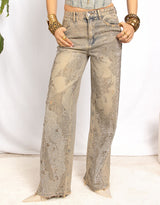 Rhinestone wide leg jeans
