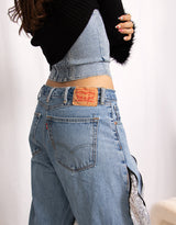 Vintage customized upcycled Levi's sparkly zipper jeans