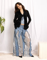 Vintage customized upcycled Levi's sparkly zipper jeans