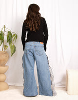Vintage customized upcycled Levi's sparkly zipper jeans