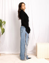Vintage customized upcycled Levi's sparkly zipper jeans
