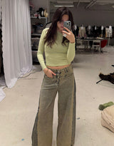 Contrasting side detail baggy jeans