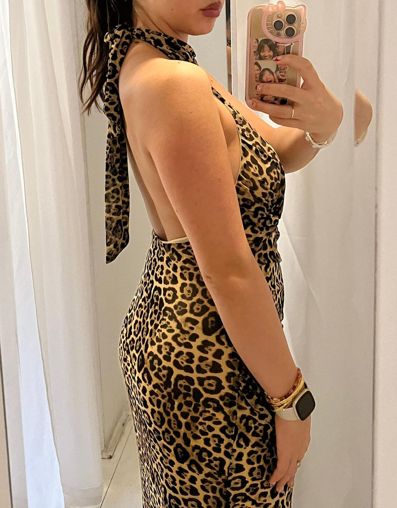 Open back leopard print dress