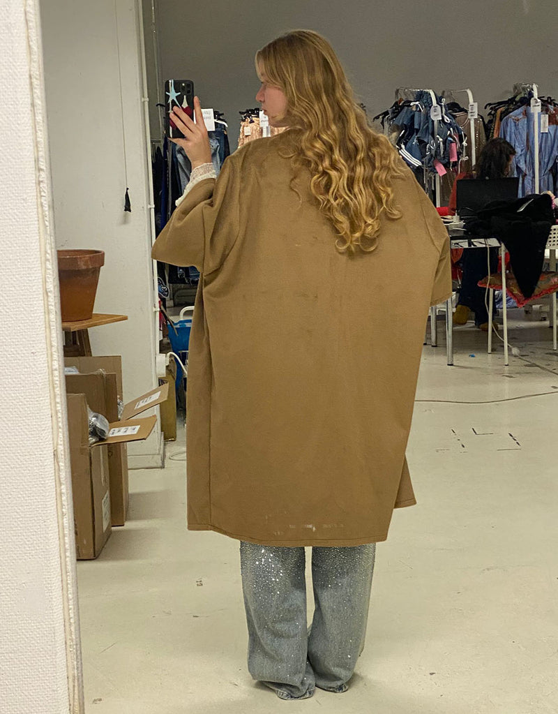 Oversized cocoon coat with kimono sleeves