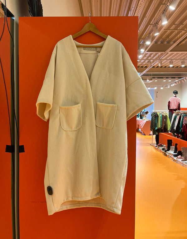 Oversized cocoon coat with kimono sleeves