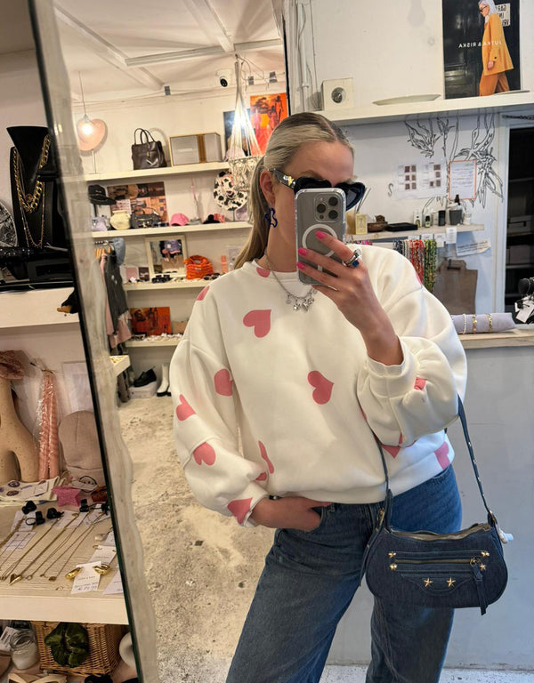 Oversized sweater with hearts