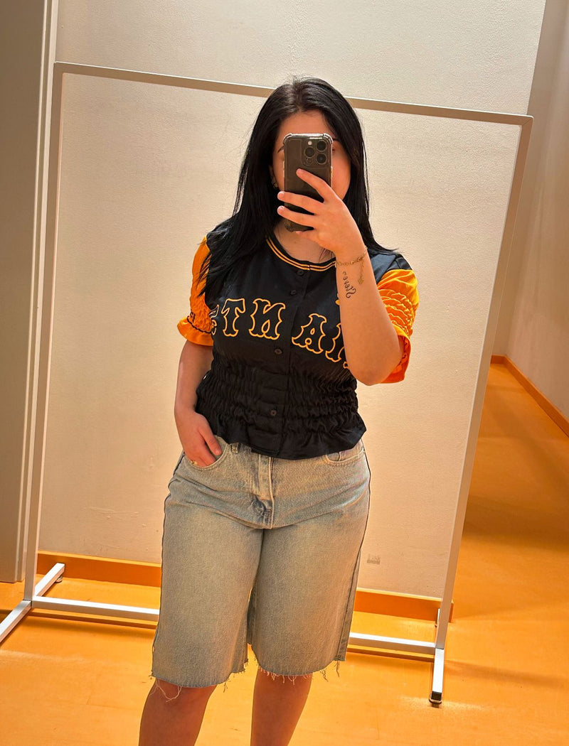 Vintage customized sporty button top