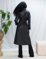 Vegan leather double breasted trenchcoat
