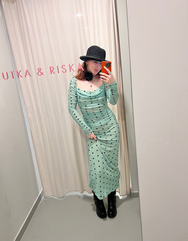 Polka dot ruched 2024 dress