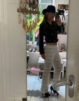 Ruffled lace trousers