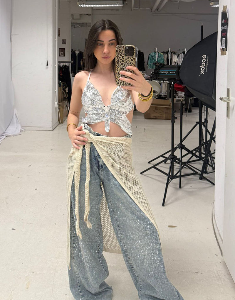 Seetrough crochet cover up skirt