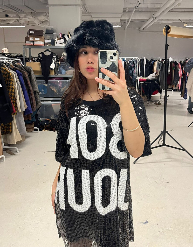 Sequin bonjour T-shirt dress