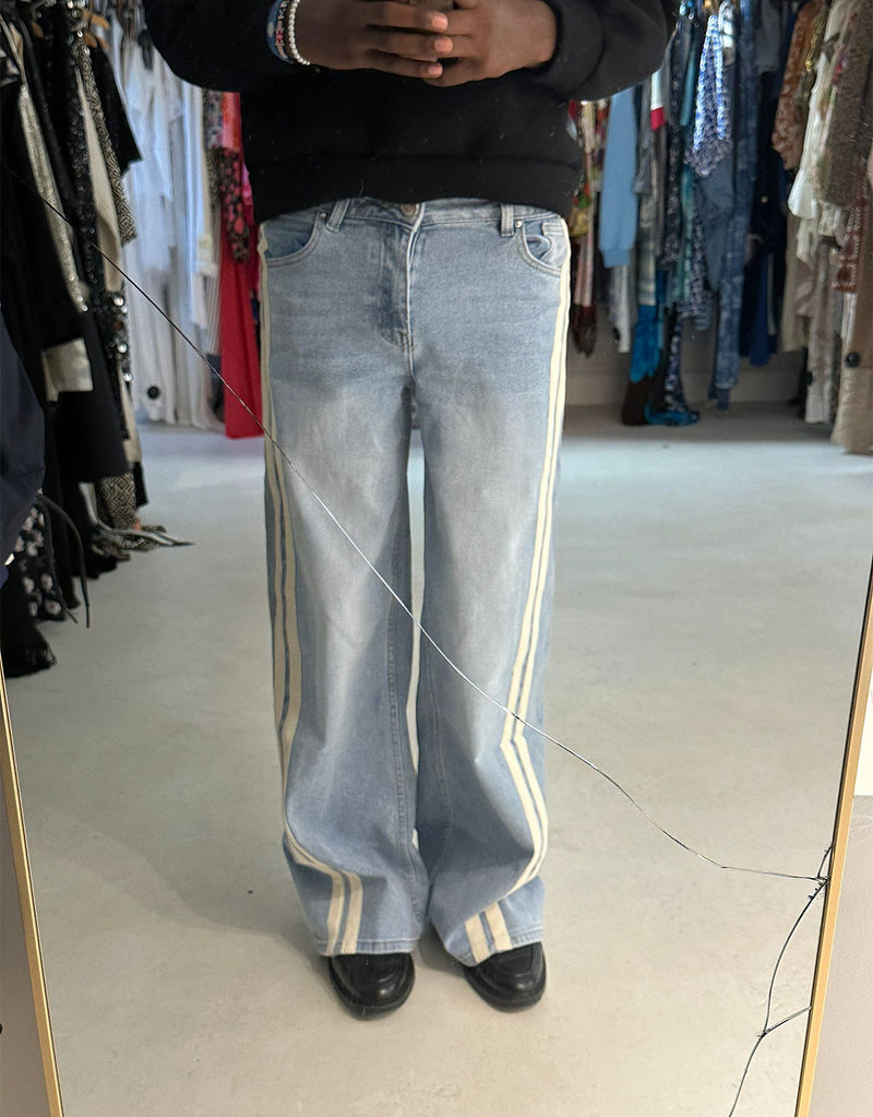 Side stripes wide jeans