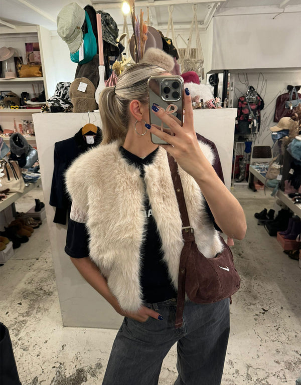 Sleeveless faux fur vest