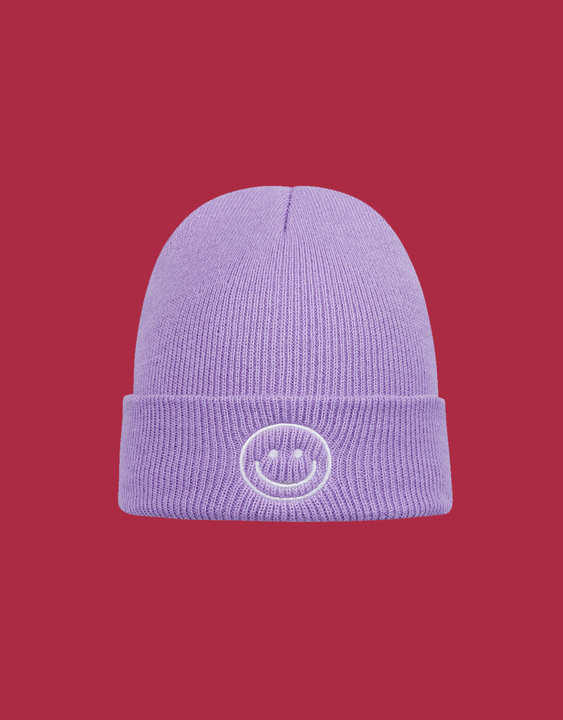 Smiley embroidery beanie
