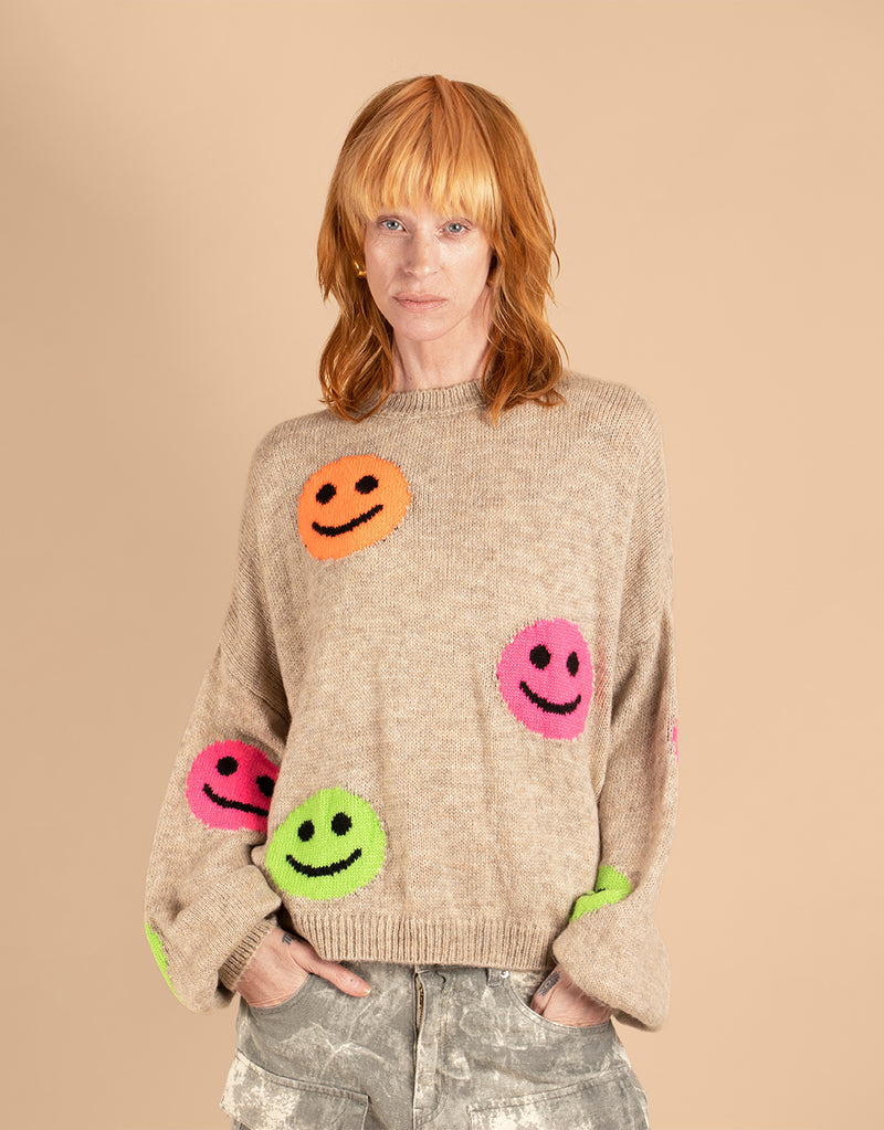 Smiley patches sweater
