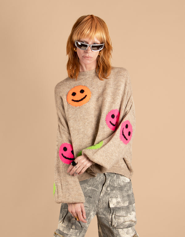 Smiley patches sweater