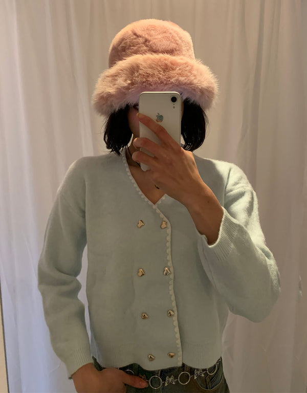 Soft faux furry buckethat