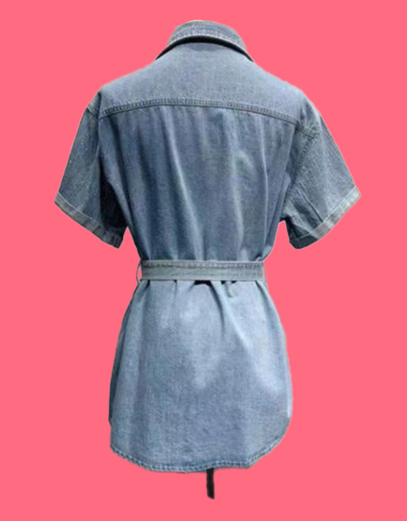Sparkly denim belted dress