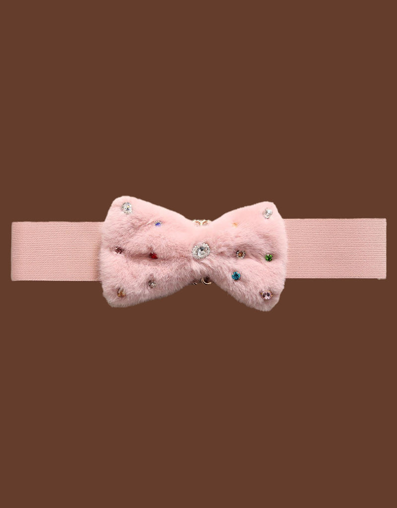 Sparkly faux fur bow belt